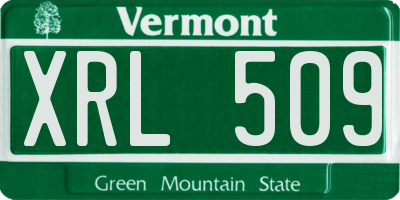 VT license plate XRL509