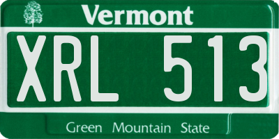 VT license plate XRL513