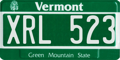 VT license plate XRL523