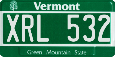 VT license plate XRL532