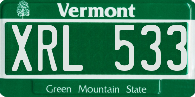 VT license plate XRL533