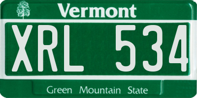 VT license plate XRL534