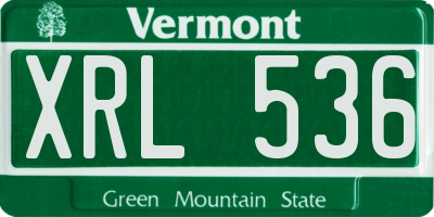 VT license plate XRL536