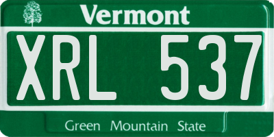 VT license plate XRL537