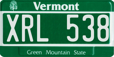 VT license plate XRL538