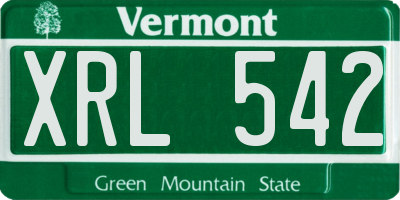 VT license plate XRL542