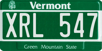 VT license plate XRL547
