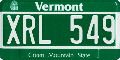VT license plate XRL549