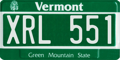 VT license plate XRL551