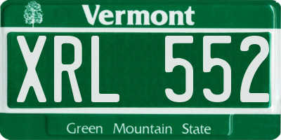 VT license plate XRL552