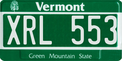 VT license plate XRL553