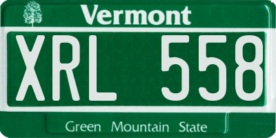 VT license plate XRL558