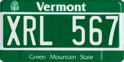 VT license plate XRL567
