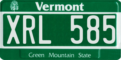 VT license plate XRL585