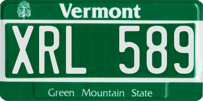 VT license plate XRL589