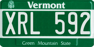 VT license plate XRL592