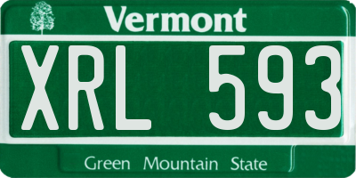 VT license plate XRL593
