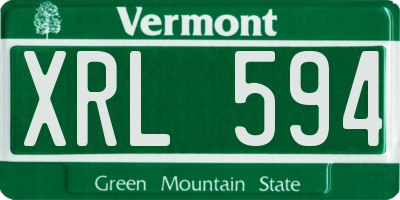 VT license plate XRL594