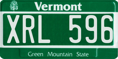 VT license plate XRL596