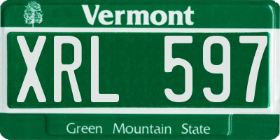 VT license plate XRL597