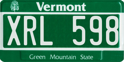 VT license plate XRL598
