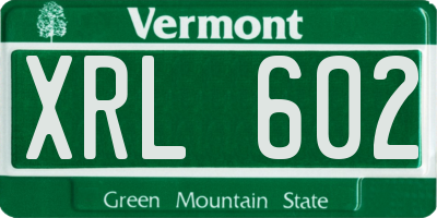 VT license plate XRL602