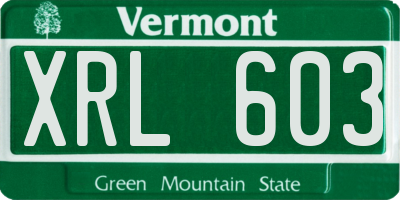 VT license plate XRL603