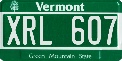 VT license plate XRL607