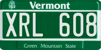 VT license plate XRL608