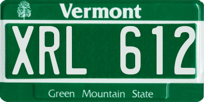 VT license plate XRL612