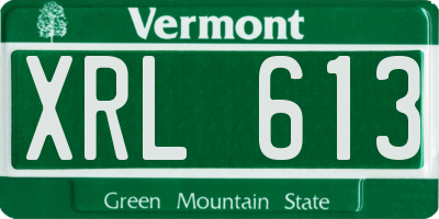 VT license plate XRL613