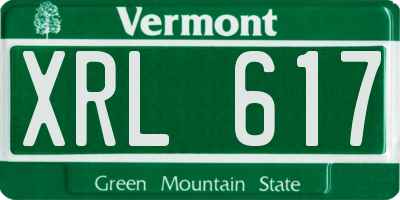 VT license plate XRL617