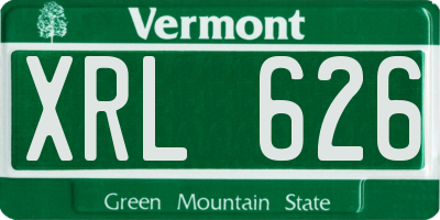 VT license plate XRL626