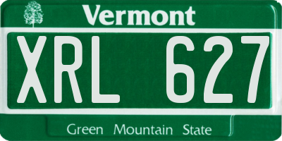 VT license plate XRL627