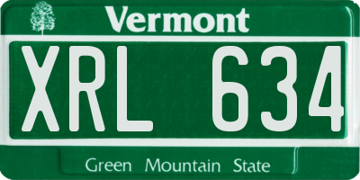 VT license plate XRL634