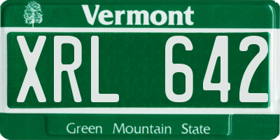 VT license plate XRL642