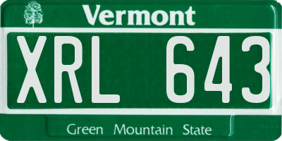 VT license plate XRL643