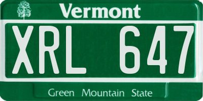 VT license plate XRL647
