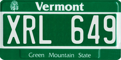 VT license plate XRL649