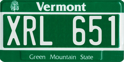 VT license plate XRL651