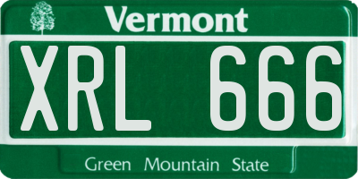 VT license plate XRL666
