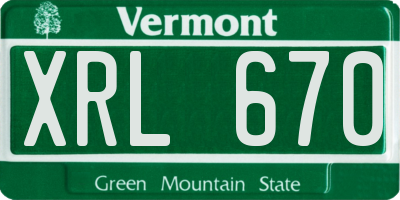 VT license plate XRL670