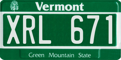 VT license plate XRL671