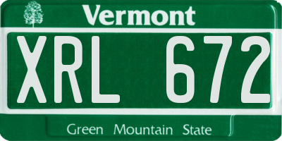 VT license plate XRL672