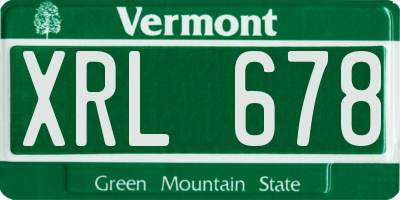 VT license plate XRL678