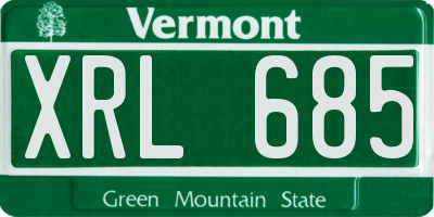 VT license plate XRL685