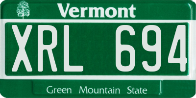VT license plate XRL694