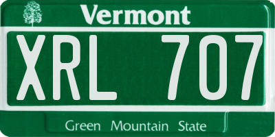 VT license plate XRL707