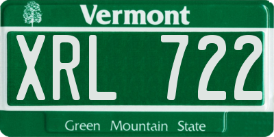 VT license plate XRL722