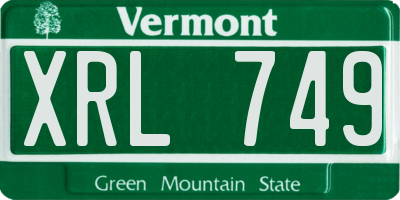 VT license plate XRL749